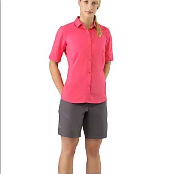 Arc’teryx Fernie Short Sleeve Nylon Snap Front Shirt in Pink Outdoors Hiking - Picture 14 of 16